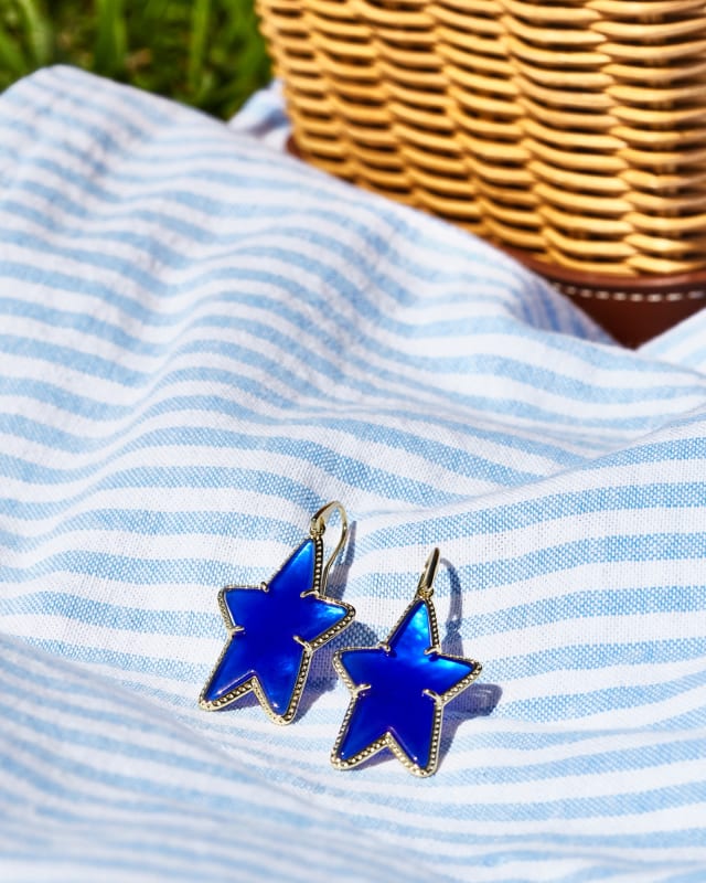 Ada Gold Star Drop Earrings in Cobalt Blue Illusion image number 1.0