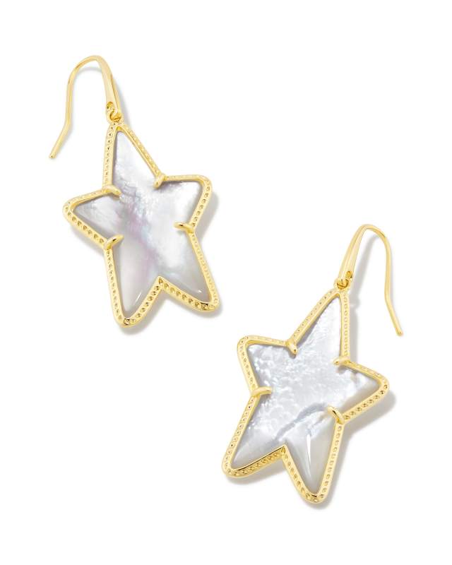 Ada Gold Star Drop Earrings in Ivory Mother-of-Pearl image number 0.0