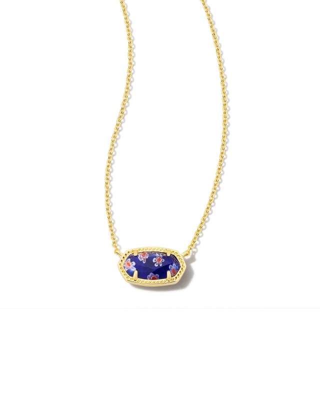 Elisa Gold Pendant Necklace in Cobalt Blue Mosaic Glass image number 0.0