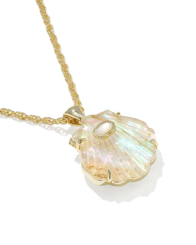 Lucia Shell Gold Short Pendant Necklace image number 4.0