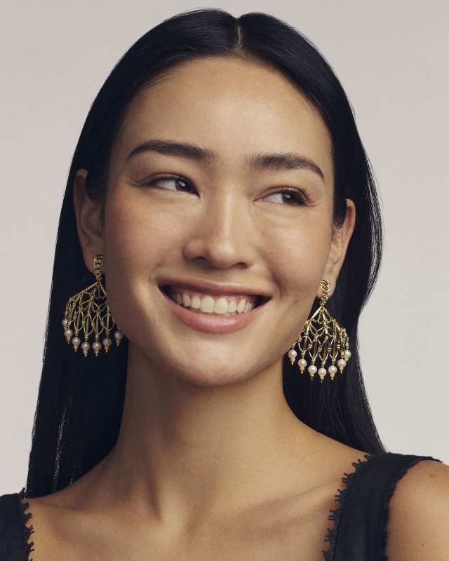 Gabriella Gold Pearl Statement Earrings image number 2.0
