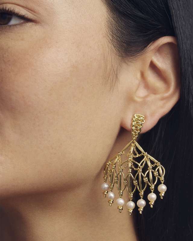 Gabriella Gold Pearl Statement Earrings image number 3.0