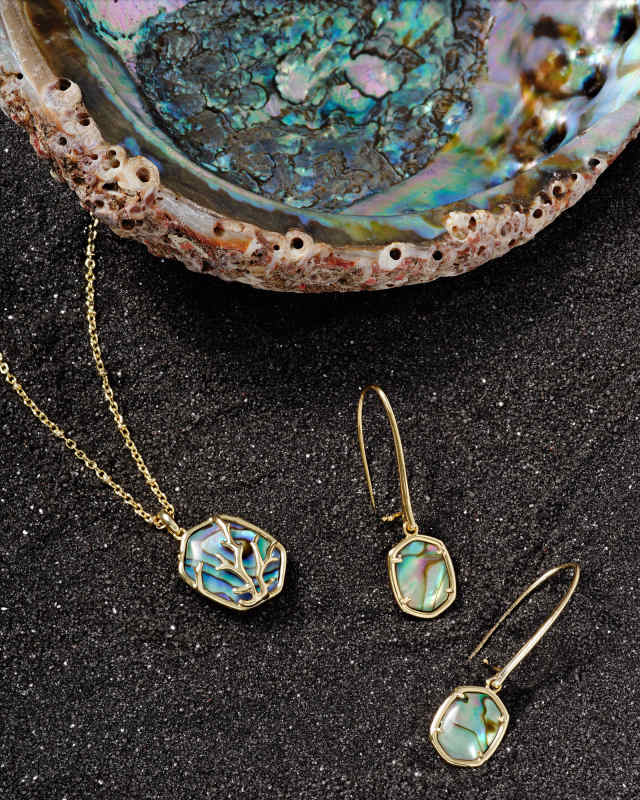 Daphne Gold Wire Drop Earrings in Abalone image number 3.0