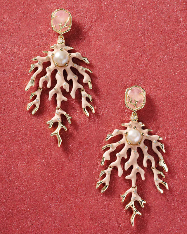Shea Gold Statement Earrings in Blush Mix image number 4.0