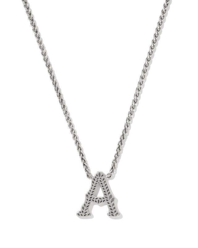 Beau Letter A Pendant Necklace in Vintage Silver image number 0.0