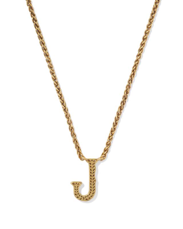 Beau Letter J Pendant Necklace in Vintage Gold image number 0.0