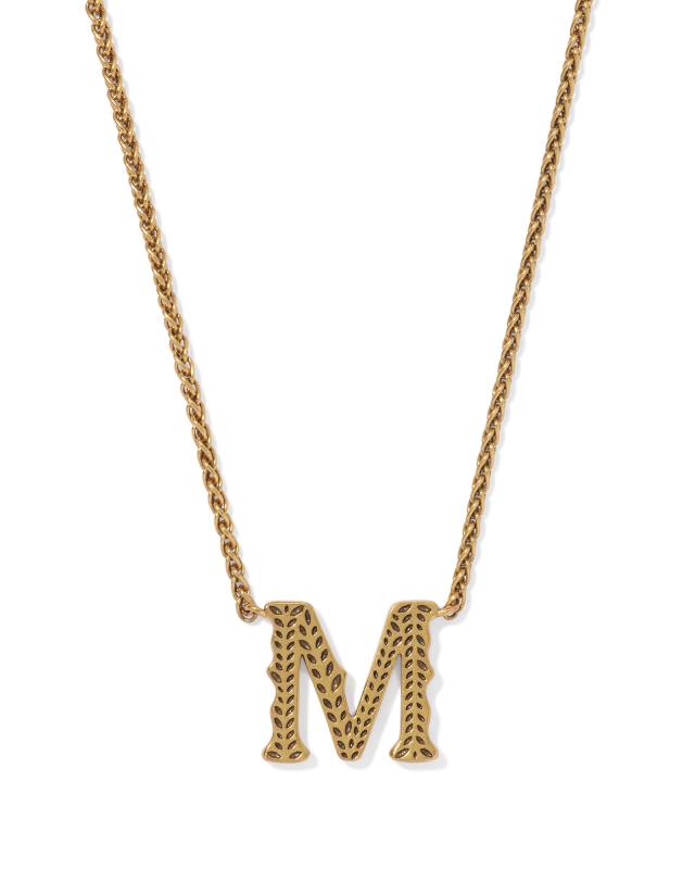 Beau Letter M Pendant Necklace in Vintage Gold image number 0.0
