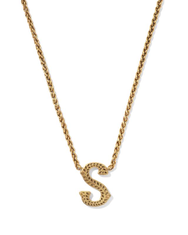 Beau Letter S Pendant Necklace in Vintage Gold image number 0.0