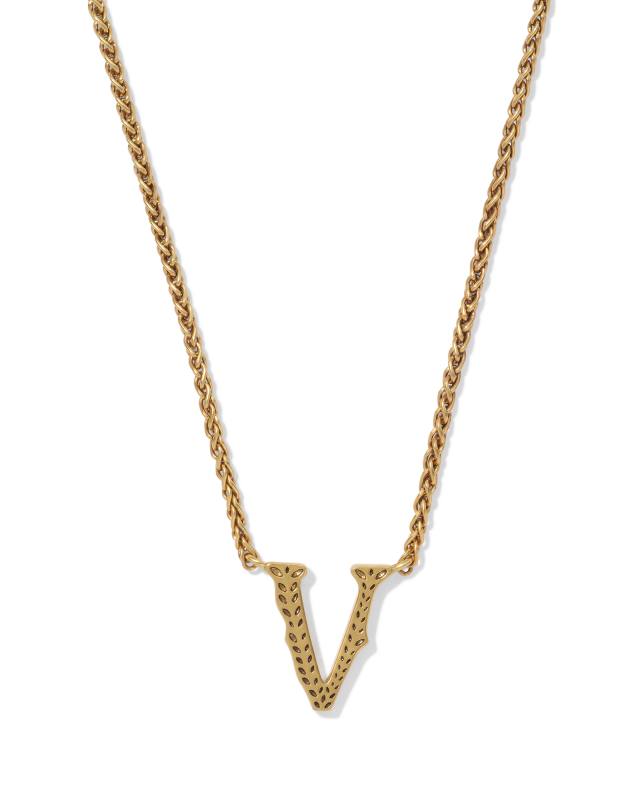 Beau Letter V Pendant Necklace in Vintage Gold image number 0.0