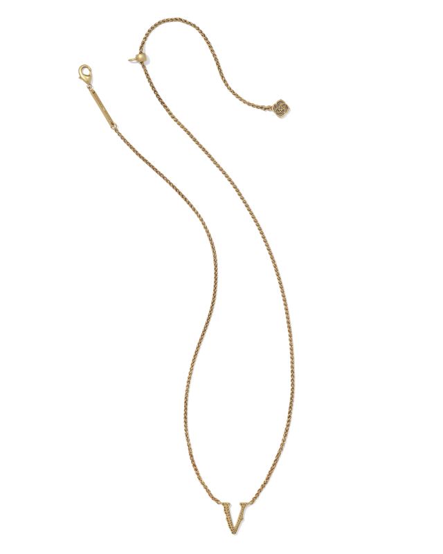 Beau Letter V Pendant Necklace in Vintage Gold image number 1.0