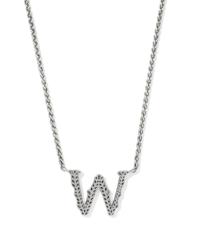 Beau Letter W Pendant Necklace in Vintage Silver image number 0.0