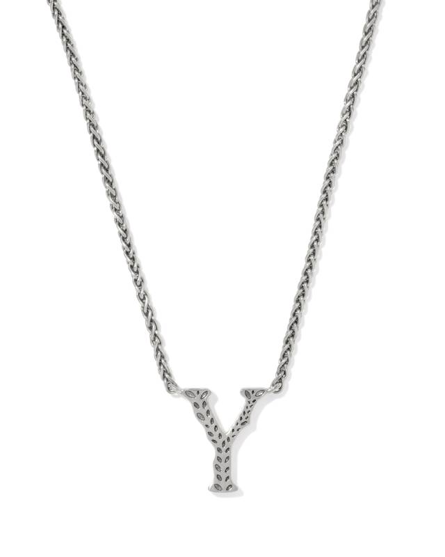 Beau Letter Y Pendant Necklace in Vintage Silver image number 0.0
