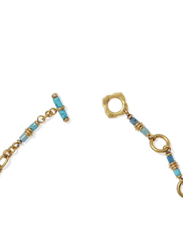 Bree Vintage Gold Chain Necklace in Turquoise Mix image number 3.0
