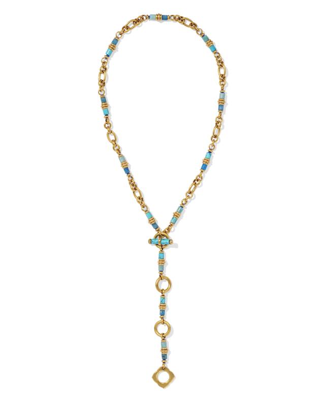 Bree Vintage Gold Chain Necklace in Turquoise Mix image number 0.0