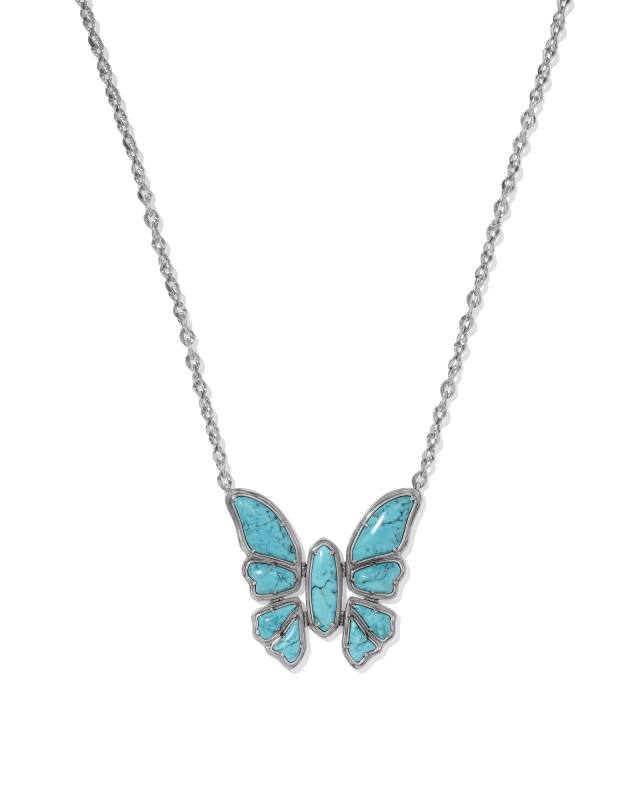 Ember Vintage Silver Butterfly Statement Necklace in Variegated Turquoise Magnesite image number 0.0