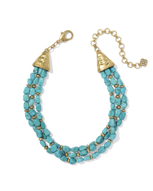 Ember Vintage Gold Statement Necklace in Variegated Turquoise Magnesite image number 0.0