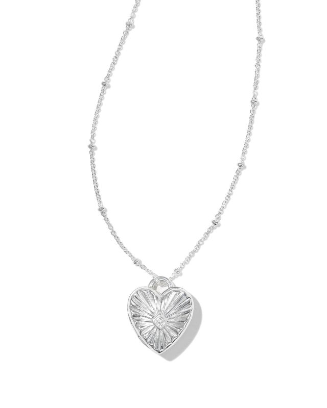 Meredith Sterling Silver Locket Necklace in White Topaz image number 0.0