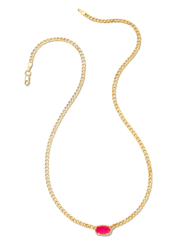 Fern 18k Gold Vermeil Curb Chain Necklace in Pink Quartz image number 1.0