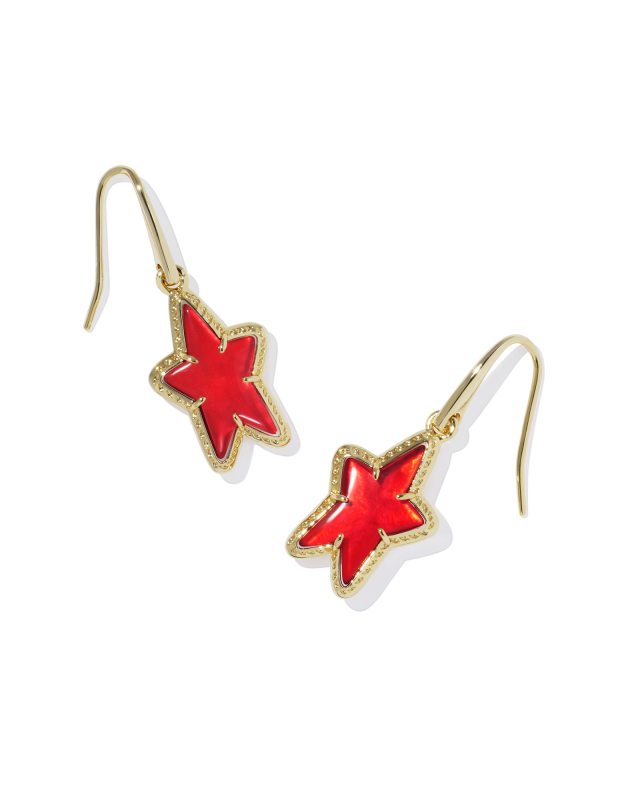 Ada Gold Star Small Drop Earrings in Red Illusion image number 0.0