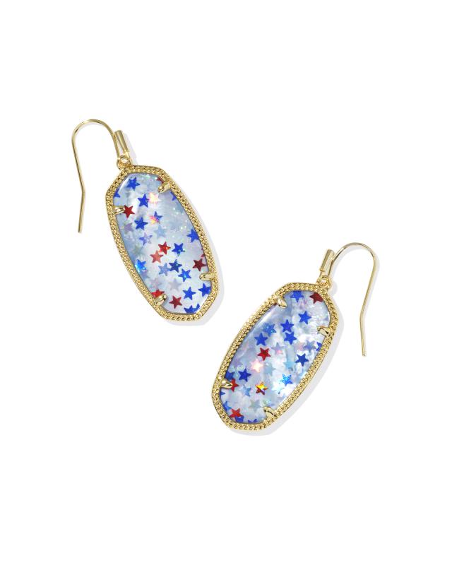 Elle Gold Drop Earrings in Red White Blue Illusion image number 0.0