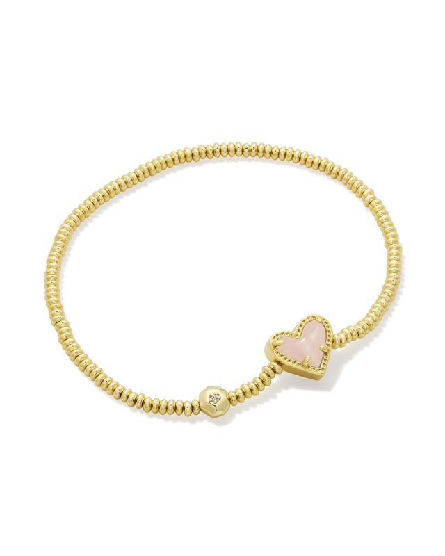 Ari Heart Gold Stretch Bracelet in Rose Quartz image number 0.0