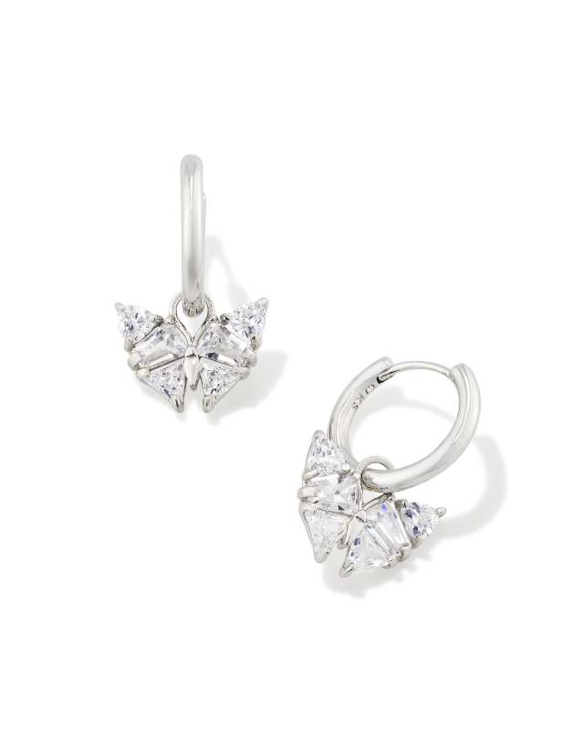 Blair Silver Butterly Huggie Earrings in White Crystal image number 0.0