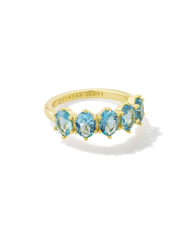 Cailin Gold Crystal Band Ring in Aqua Crystal image number 0.0