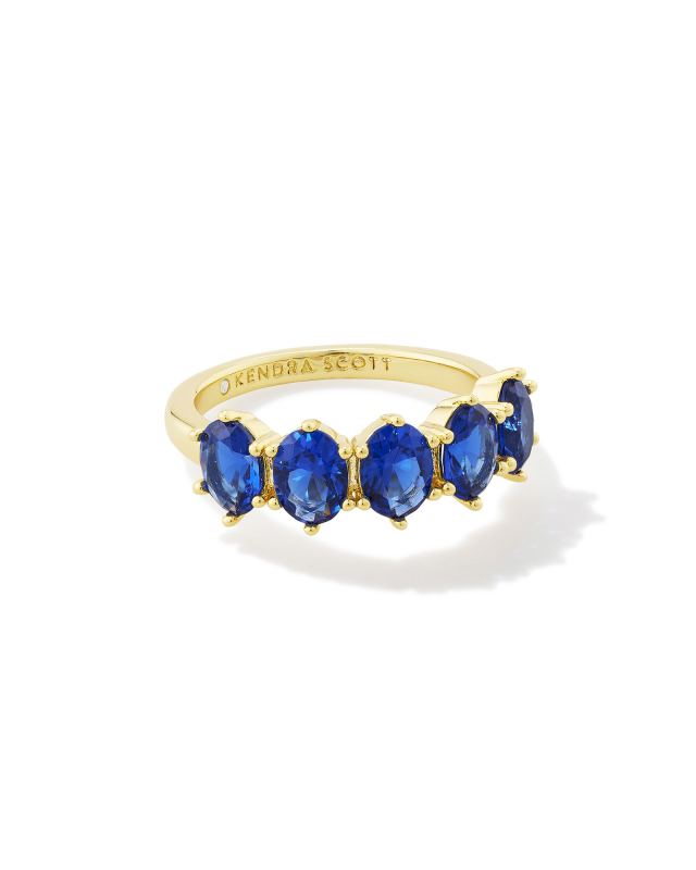 Cailin Gold Crystal Band Ring in Blue Crystal image number 0.0