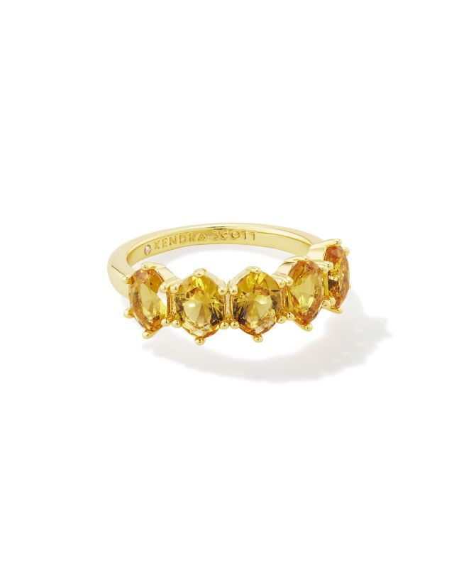 Cailin Gold Crystal Band Ring in Golden Yellow Crystal image number 0.0