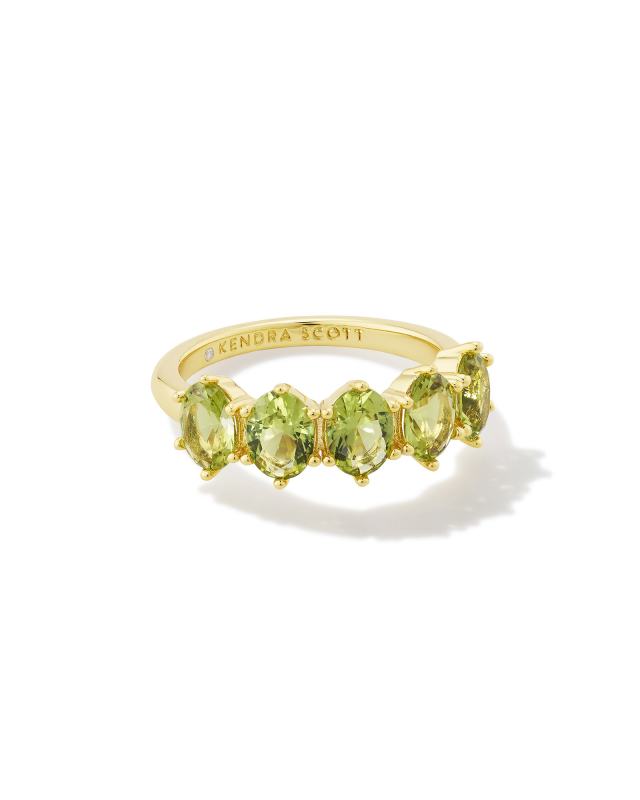 Cailin Gold Crystal Band Ring in Green Peridot Crystal image number 0.0