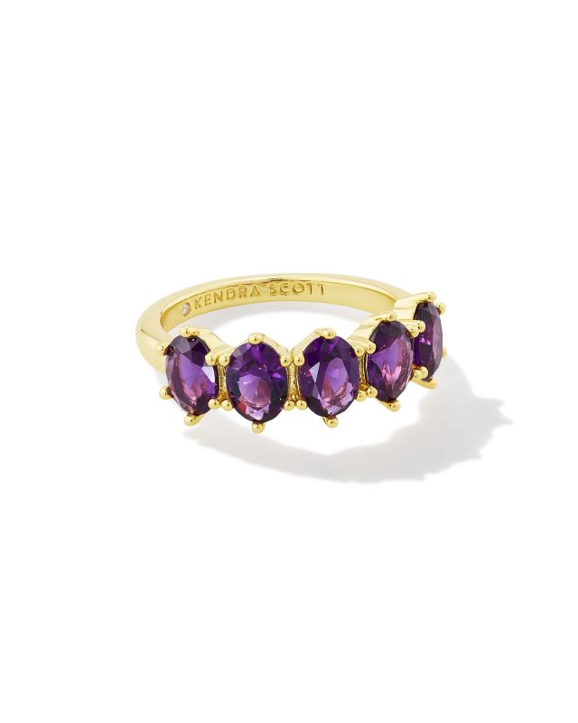 Cailin Gold Crystal Band Ring in Purple Crystal image number 0.0