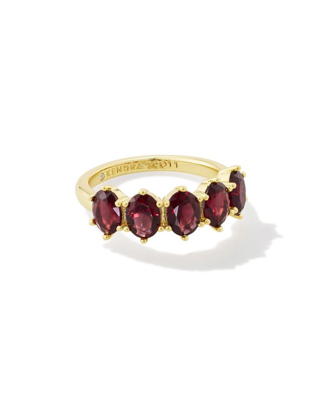 Cailin Gold Crystal Band Ring in Burgundy Crystal image number 0.0