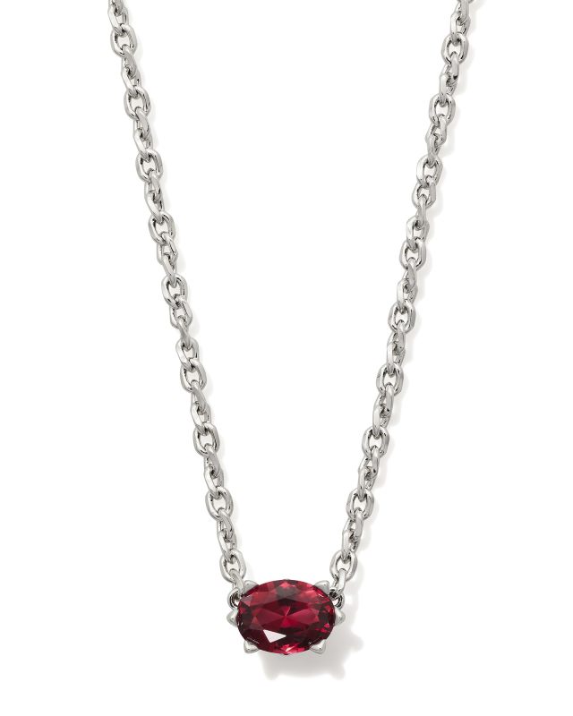 Cailin Silver Pendant Necklace in Burgundy Crystal image number 0.0