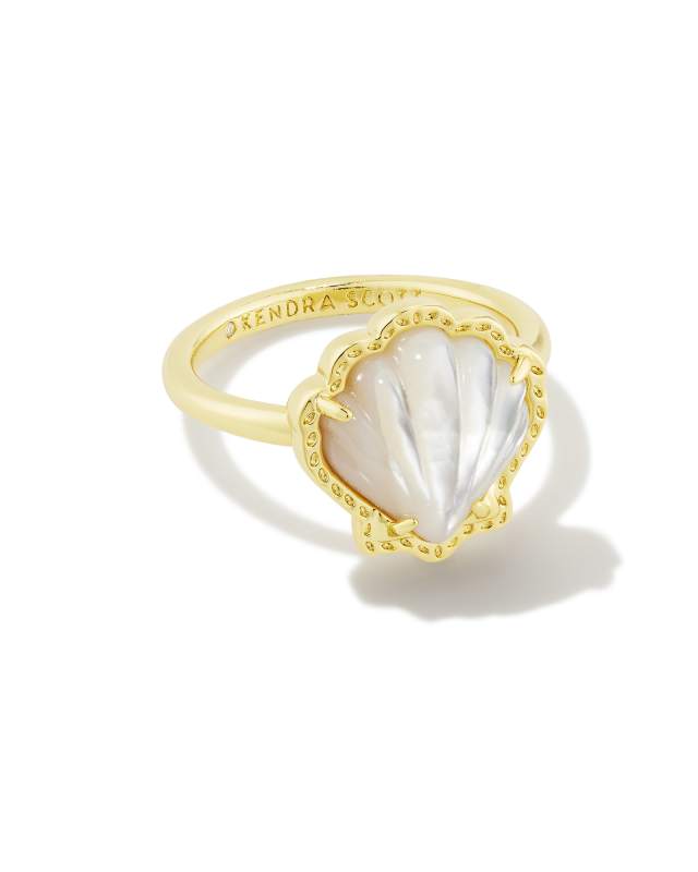 Brynne Gold Shell Band Ring in Blush Ivory Mother-of-Pearl image number 0.0