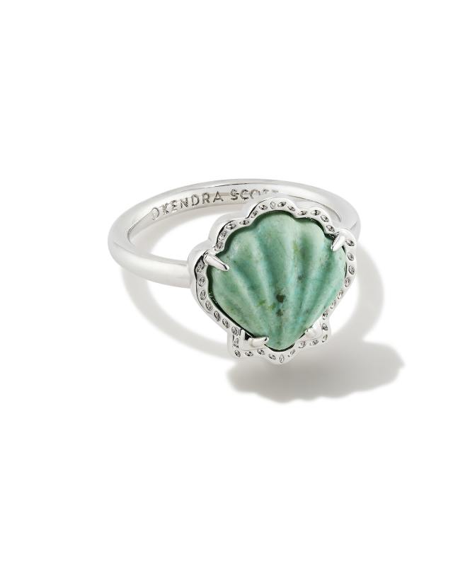 Brynne Silver Shell Band Ring in Sea Green Chrysocolla image number 0.0