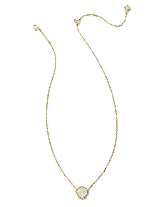 Brynne Gold Shell Short Pendant Necklace in Ivory Mother-of-Pearl image number 3.0