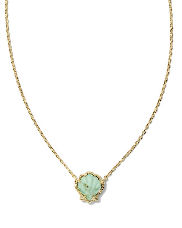 Brynne Gold Shell Short Pendant Necklace in Sea Green Chrysocolla image number 0.0