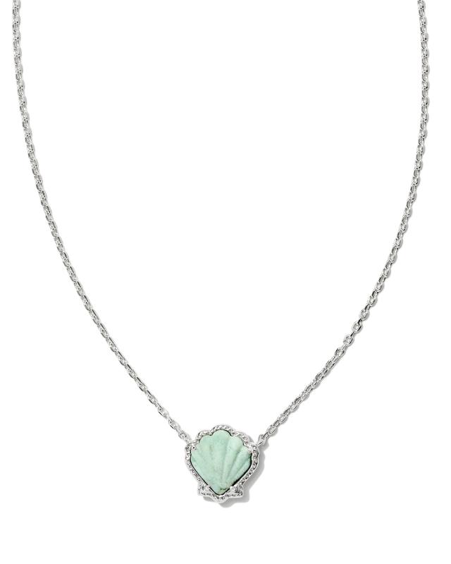 Brynne Silver Shell Short Pendant Necklace in Sea Green Chrysocolla image number 0.0