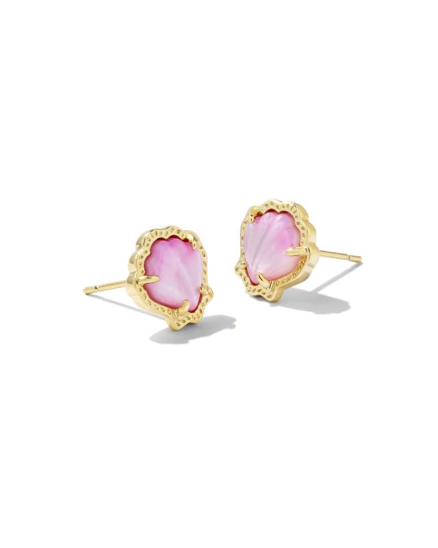 Brynne Gold Shell Stud Earrings in Blush Ivory Mother-of-Pearl image number 0.0