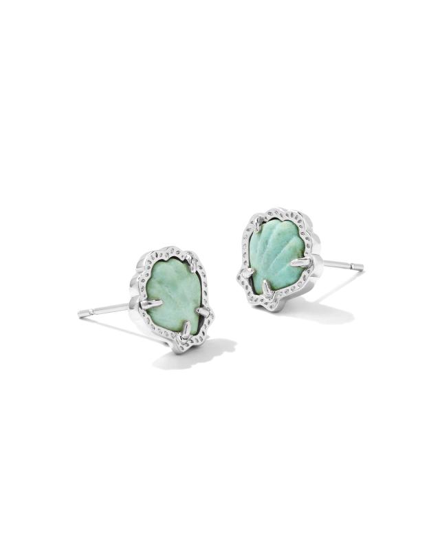 Brynne Silver Shell Stud Earrings in Sea Green Chrysocolla image number 0.0