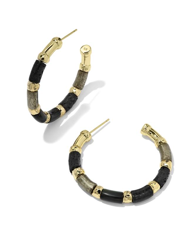 Gigi Gold Hoop Earrings in Black Mix image number 0.0