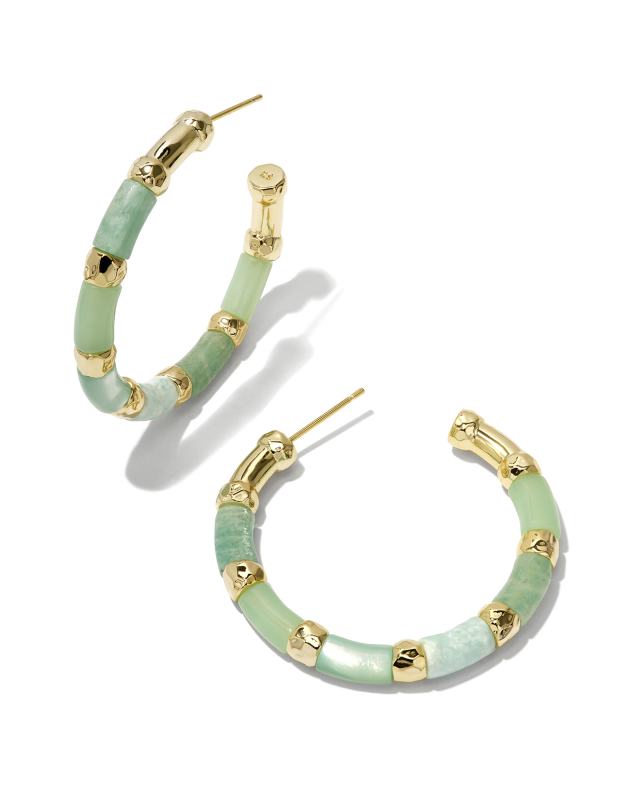 Gigi Gold Hoop Earrings in Blue Mix image number 0.0