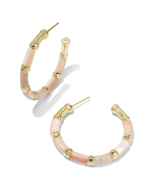 Gigi Gold Hoop Earrings in Pink Mix image number 0.0