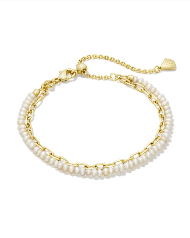 Lolo Gold Multi Strand Bracelet in White Pearl image number 0.0