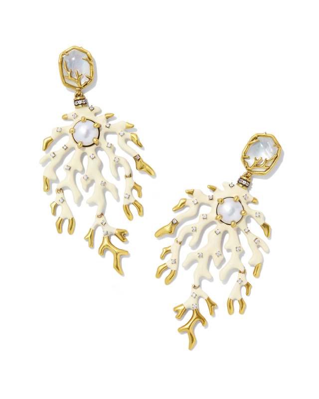 Shea Vintage Gold Statement Earrings in Ivory Mix image number 0.0