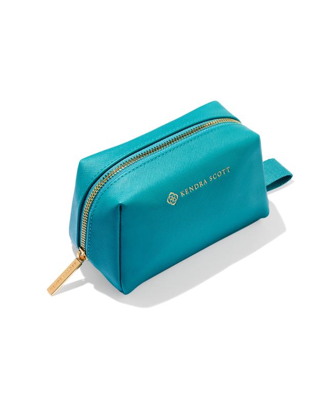 Small Cosmetic Zip Case in Dark Turquoise image number 0.0