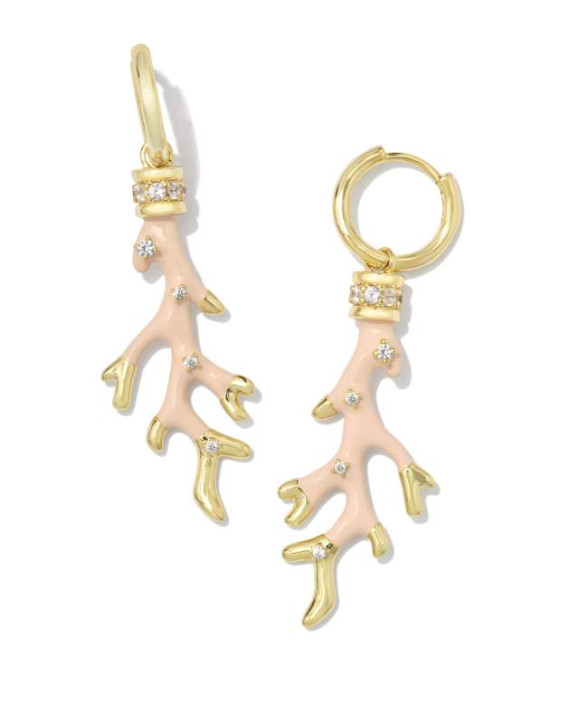 Shea Convertible Gold Huggie Earrings in Blush Enamel image number 0.0