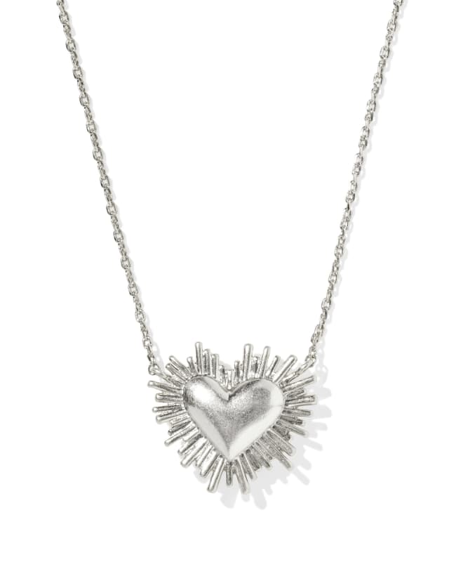 Dolly Parton x Kendra Scott Ari Heart Silver Short Pendant Necklace