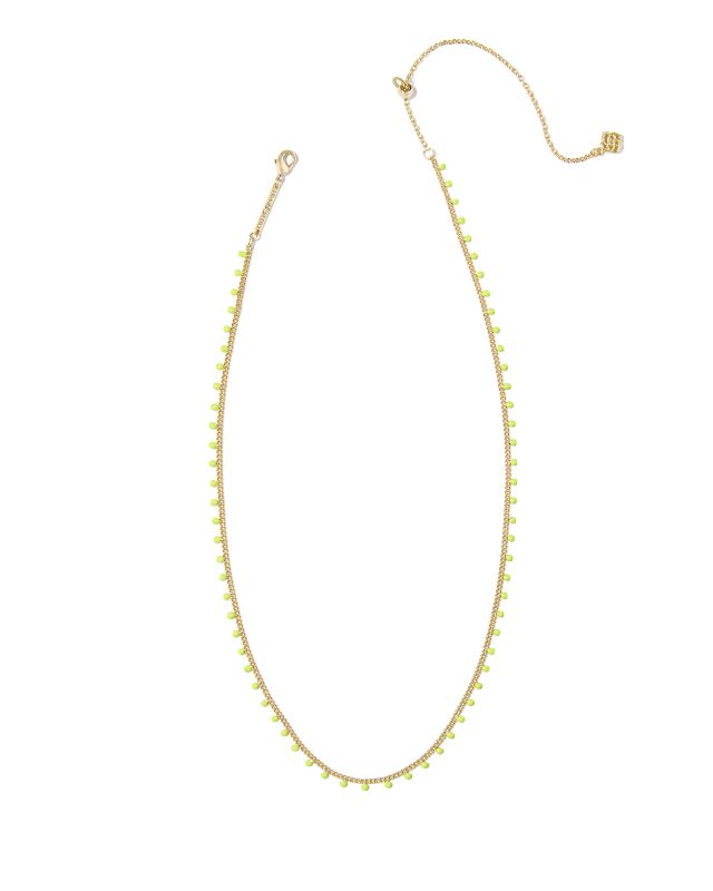 Kelsey Gold Strand Necklace in Chartreuse Enamel image number 1.0