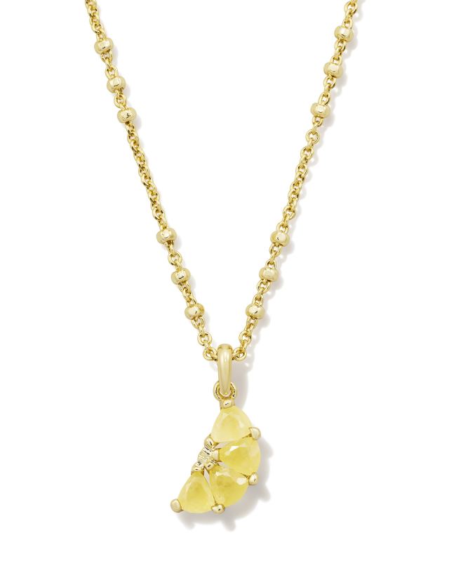 Lemon Gold Short Pendant Necklace in Yellow Opalite Glass image number 0.0